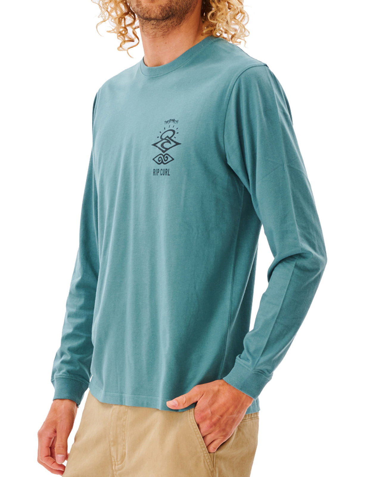 Rip Curl Search Icon Long Sleeve T-Shirt in Blue Stone