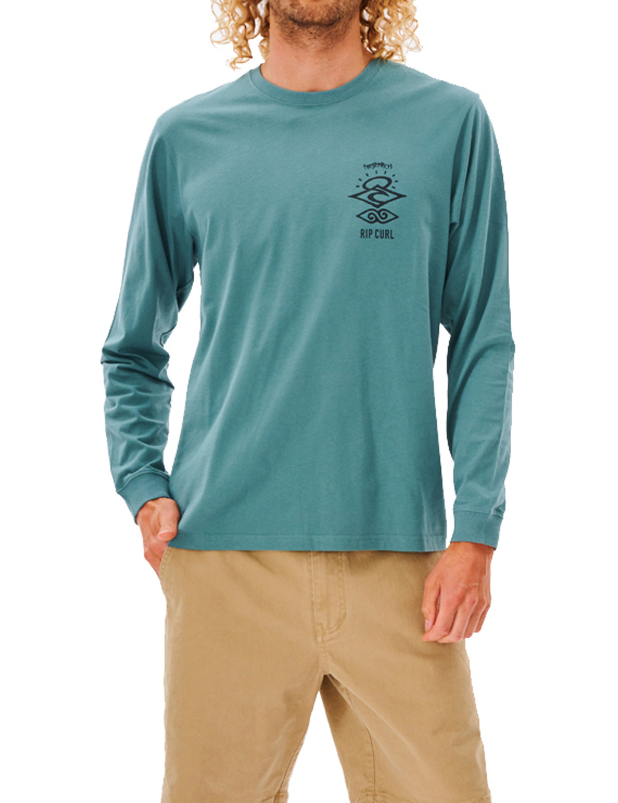 Rip Curl Search Icon Long Sleeve T-Shirt in Blue Stone