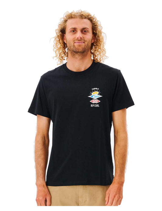 Rip Curl Search Icon Short Sleeve T-Shirt in Black