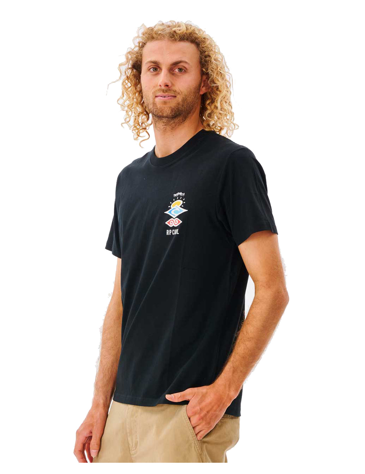 Rip Curl Search Icon Short Sleeve T-Shirt in Black