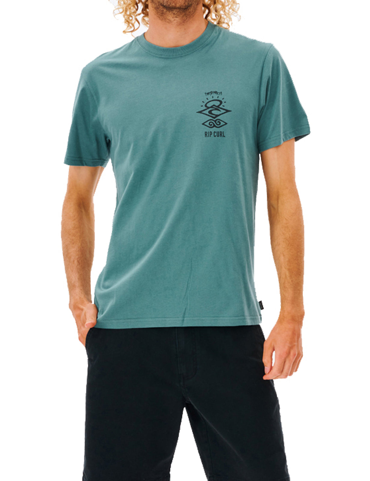 Rip Curl Search Icon Short Sleeve T-Shirt in Blue Stone