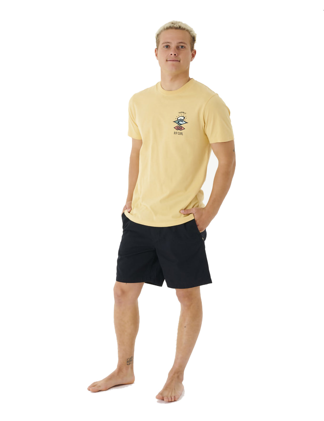 Rip Curl Search Icon Short Sleeve T-Shirt in Washed Yellow