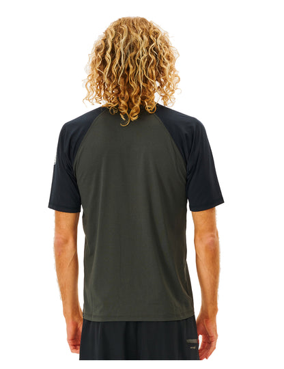 Rip Curl Shockwaves Short Sleeve Rash Vest in Black Marled