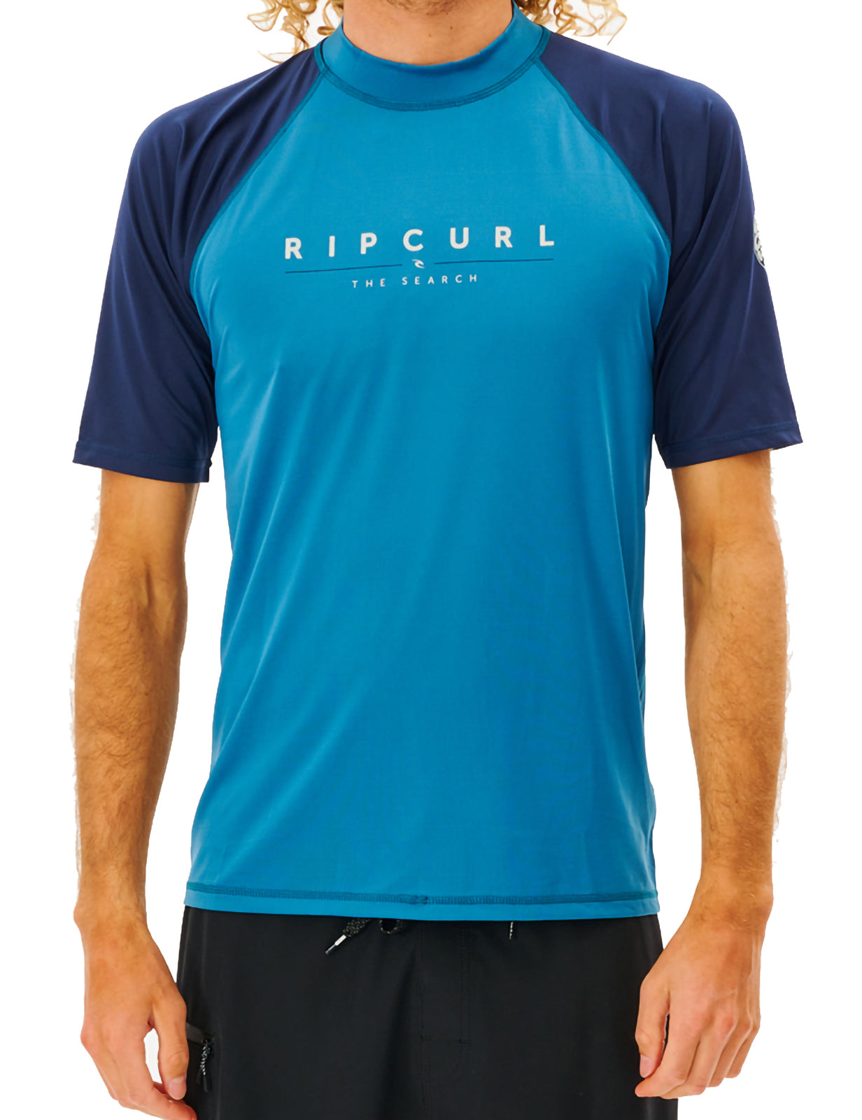 Rip Curl Shockwaves Short Sleeve Rash Vest in Blue - Rash Vests For Men ...