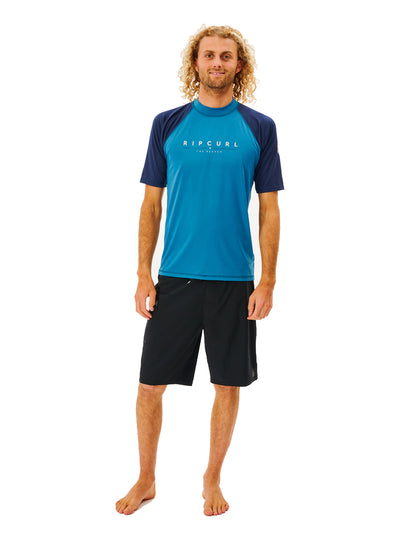 Rip Curl Shockwaves Short Sleeve Rash Vest in Blue