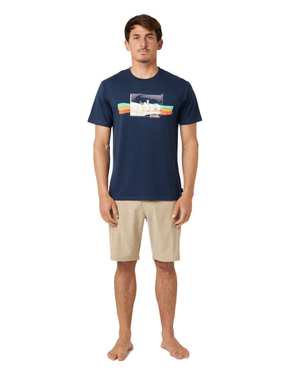 Rip Curl Striped Short Sleeve T-Shirt in Dark Navy