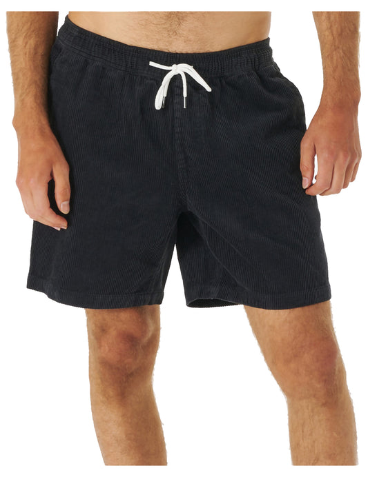 Rip Curl Surf Revival Cord Volley Shorts in Washed Black