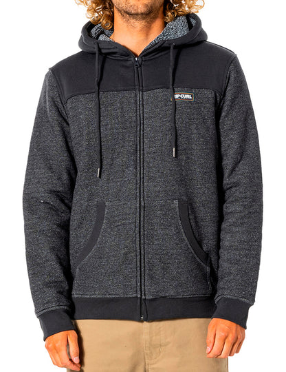 Rip Curl Surf Revival Lined Pullover Hoody in Washed Black