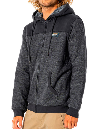 Rip Curl Surf Revival Lined Pullover Hoody in Washed Black