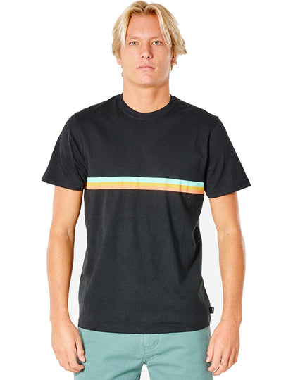 Rip Curl Surf Revival Strip Short Sleeve T-Shirt in Black