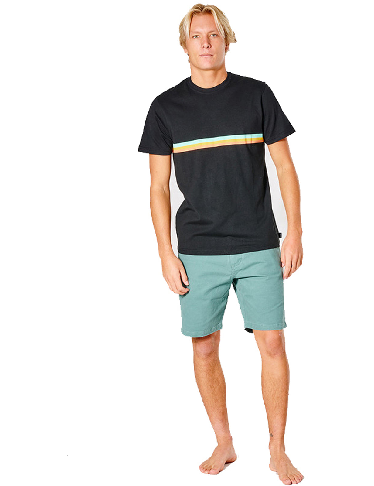 Rip Curl Surf Revival Strip Short Sleeve T-Shirt in Black