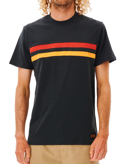 Rip Curl – Surf Revival – Gestreiftes, kurzärmliges T-Shirt in Schwarz