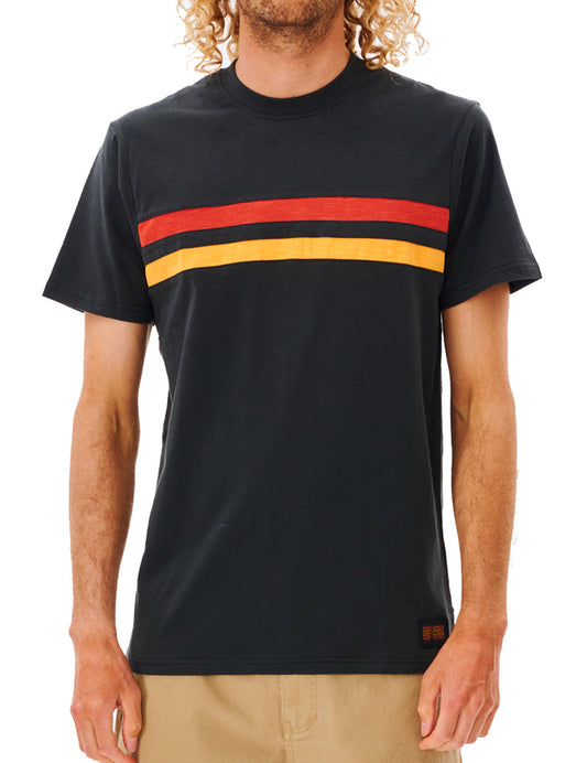 Rip Curl Surf Revival Stripe Short Sleeve T-Shirt in Black