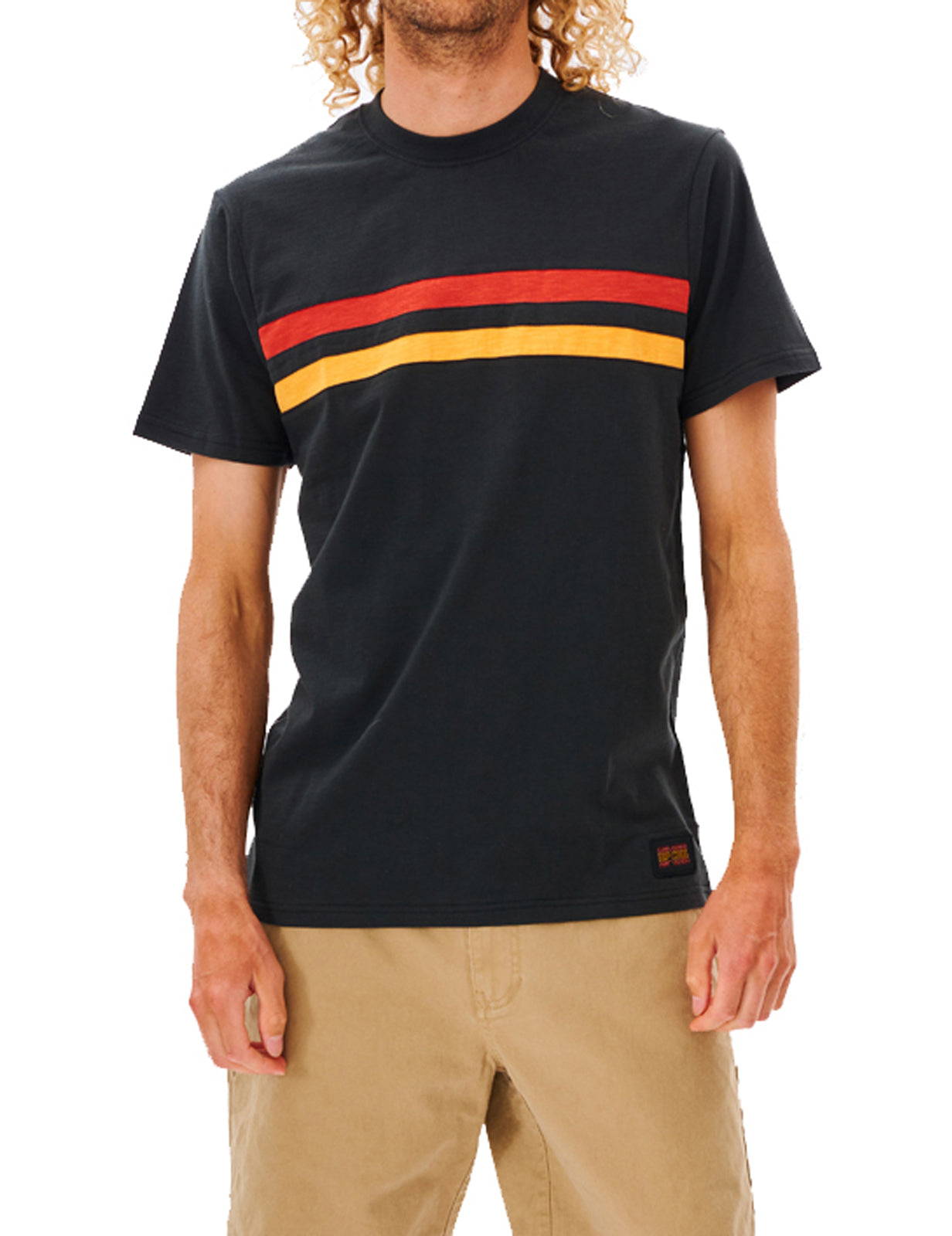 Rip Curl – Surf Revival – Gestreiftes, kurzärmliges T-Shirt in Schwarz