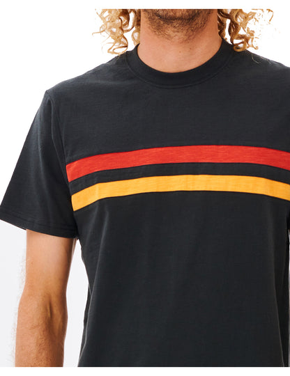 Rip Curl – Surf Revival – Gestreiftes, kurzärmliges T-Shirt in Schwarz