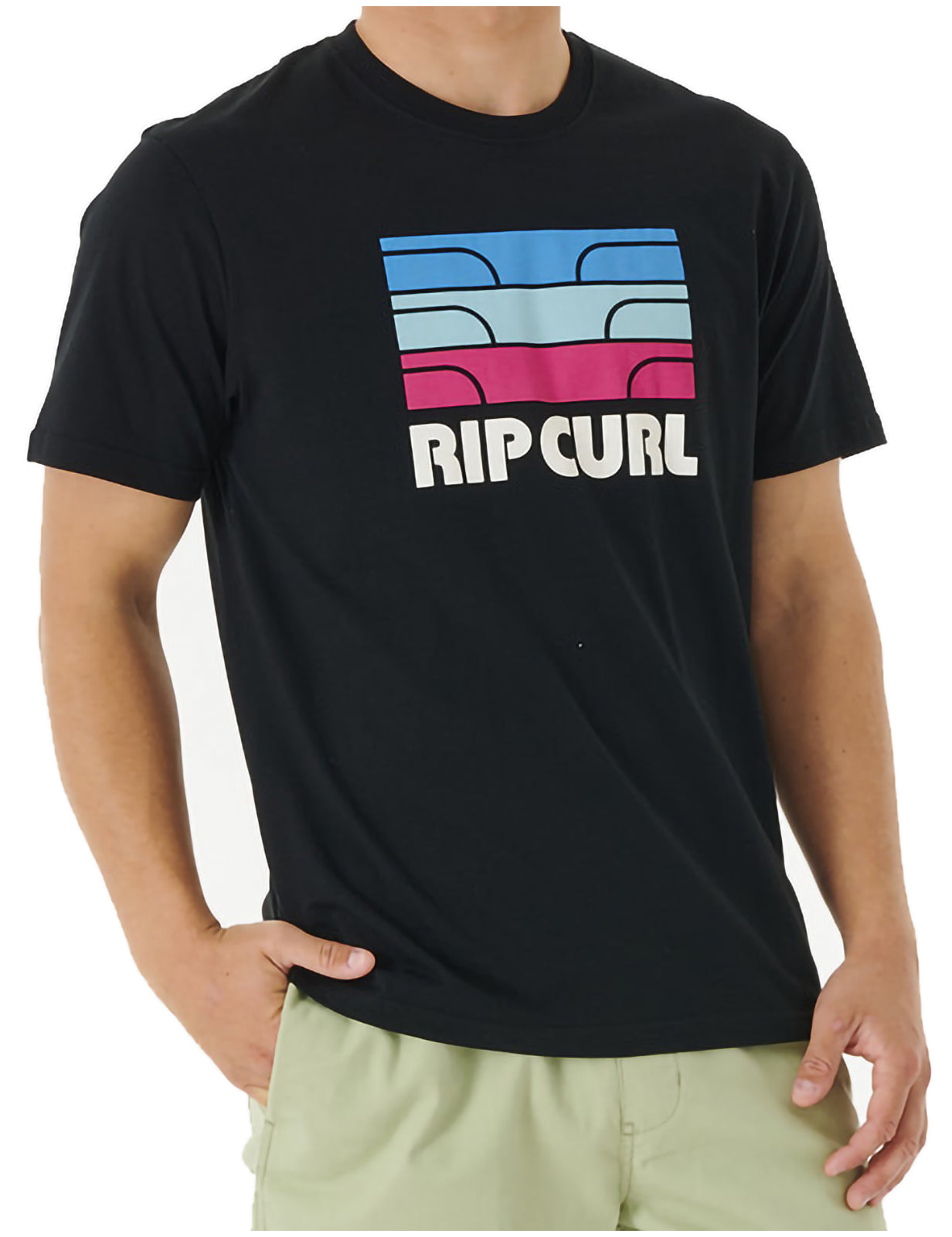 Rip Curl Surf Revival Waving Short Sleeve T-Shirt in Black