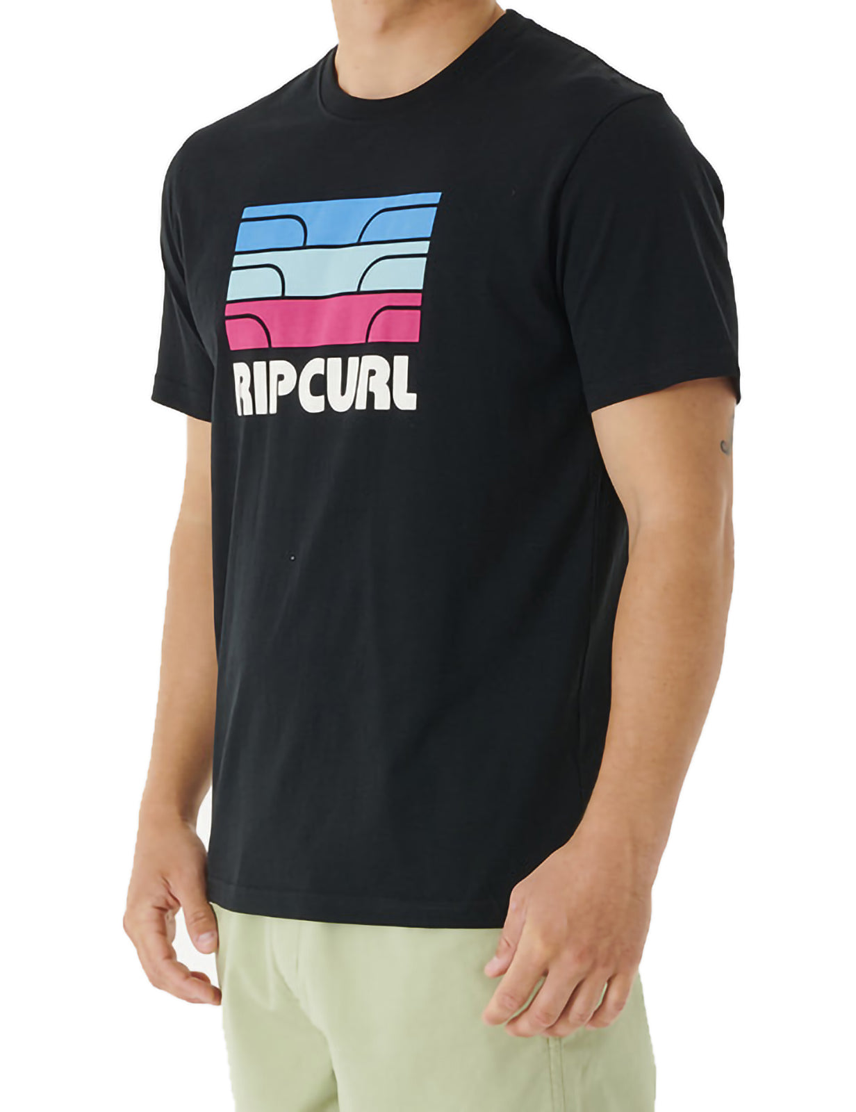 Rip Curl Surf Revival Waving Short Sleeve T-Shirt in Black