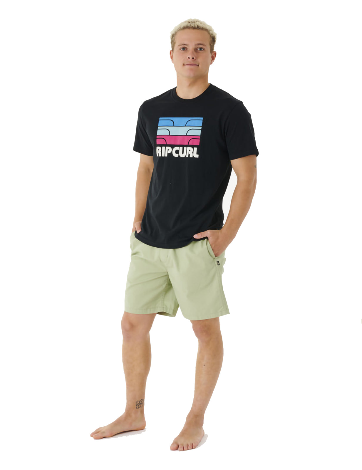 Rip Curl Surf Revival Waving Short Sleeve T-Shirt in Black