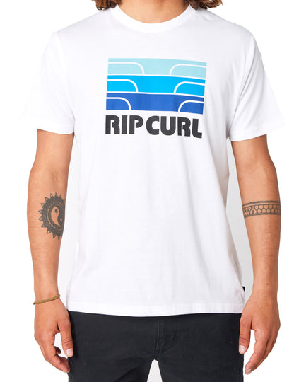 Rip Curl Surf Revival Waving Short Sleeve T-Shirt in Optical White