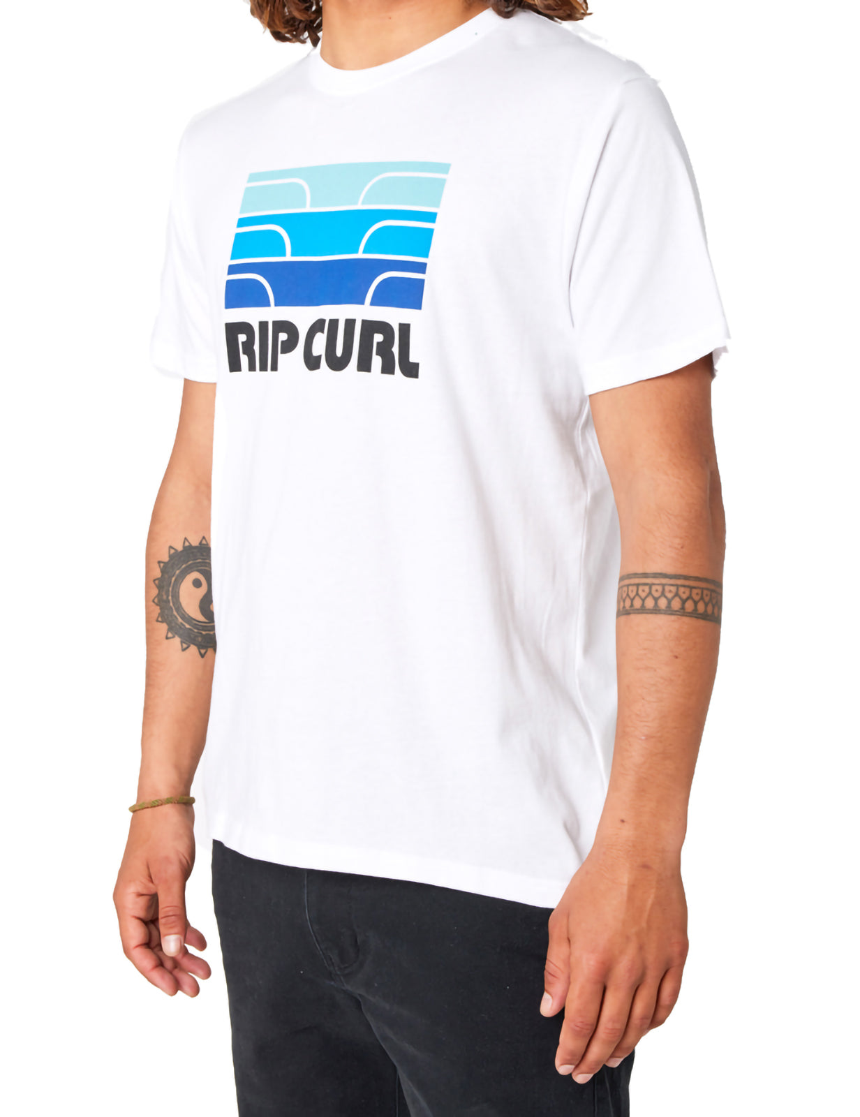 Rip Curl Surf Revival Waving Short Sleeve T-Shirt in Optical White