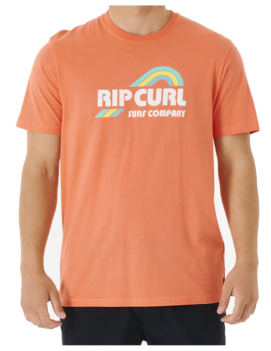 Rip Curl Surf Revival Waving Short Sleeve T-Shirt in Peach