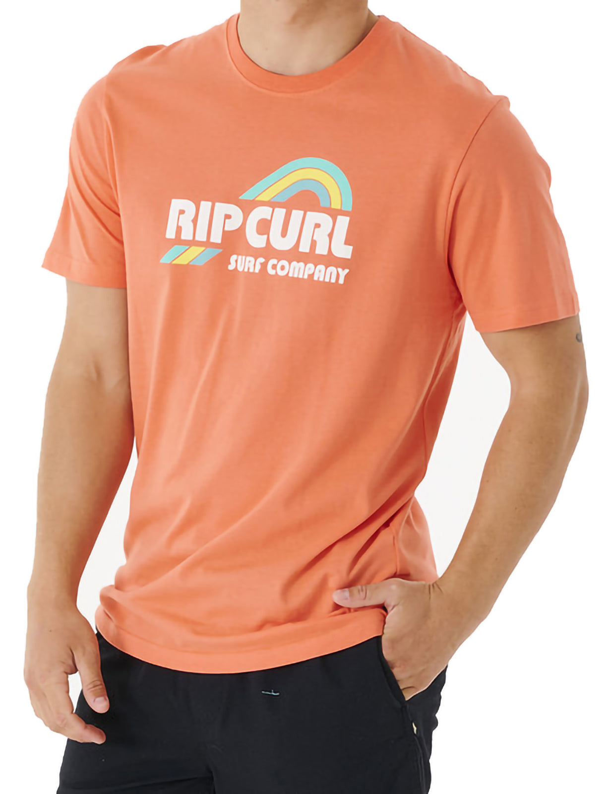 Rip Curl Surf Revival Waving Short Sleeve T-Shirt in Peach