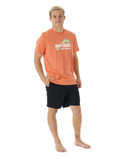 Rip Curl Surf Revival Waving Short Sleeve T-Shirt in Peach