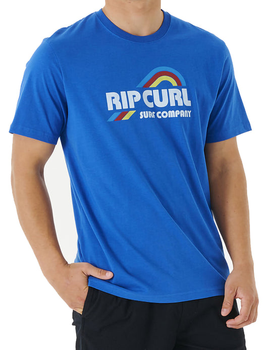 Rip Curl Surf Revival Waving Short Sleeve T-Shirt in Retro Blue