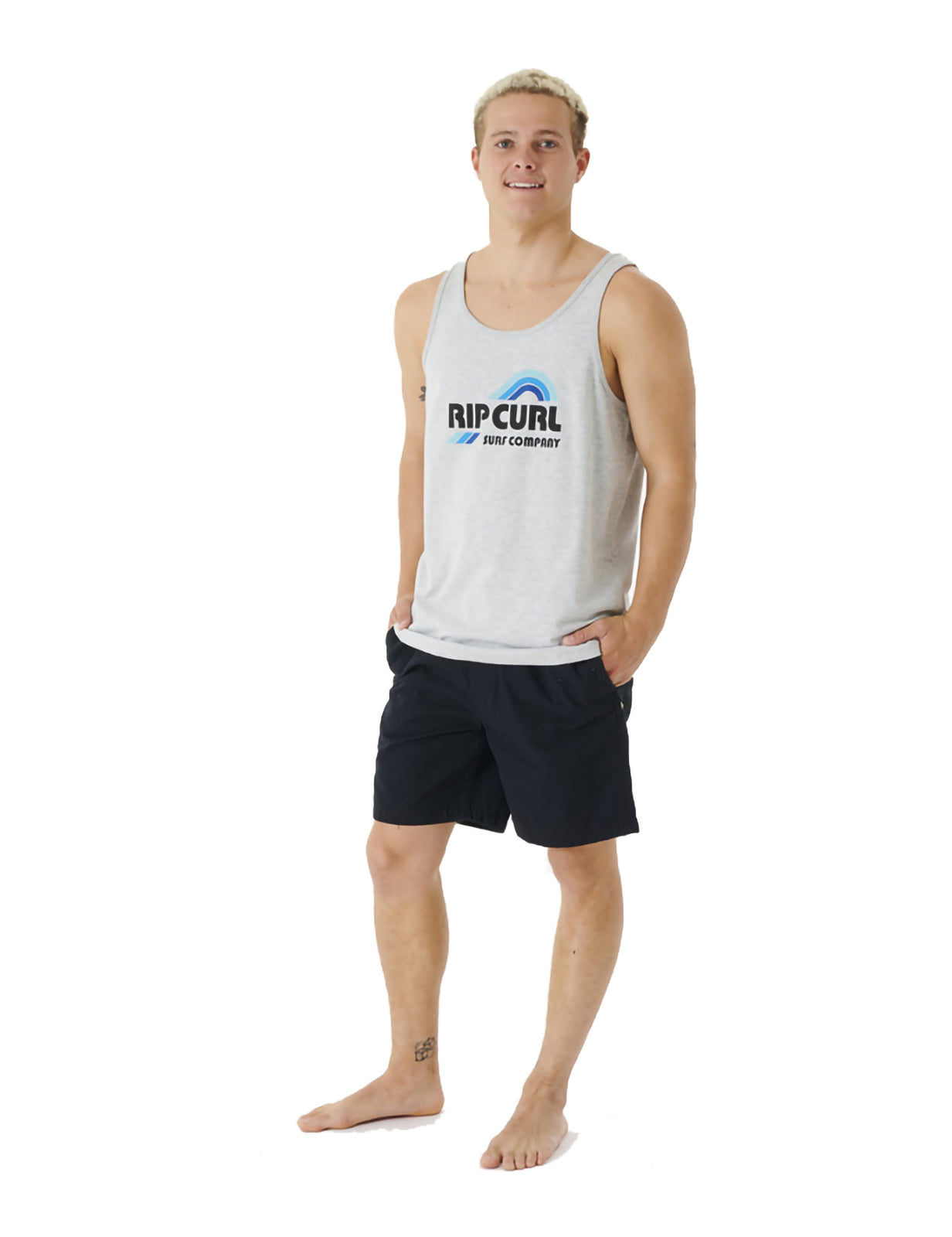 Rip Curl Surf Revival Waving Sleeveless T-Shirt in Grey Marle