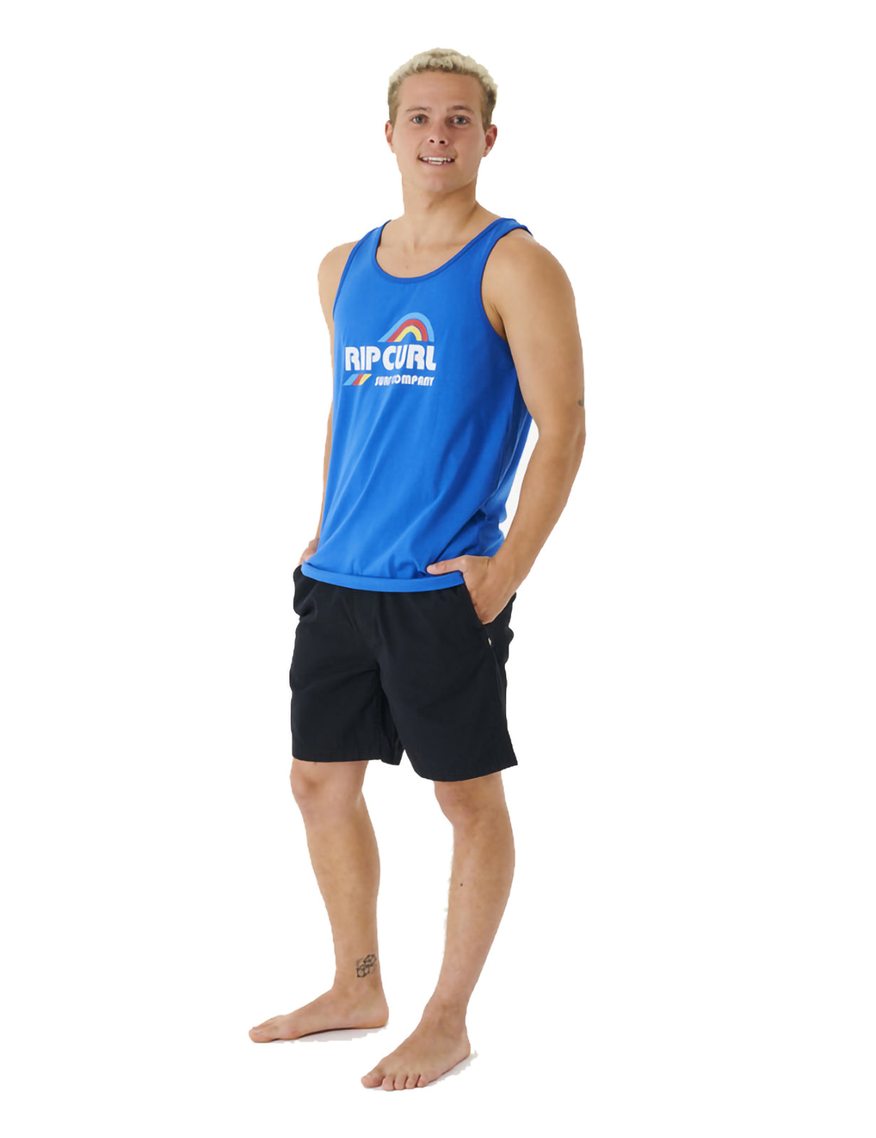 Rip Curl Surf Revival Waving Sleeveless T-Shirt in Retro Blue