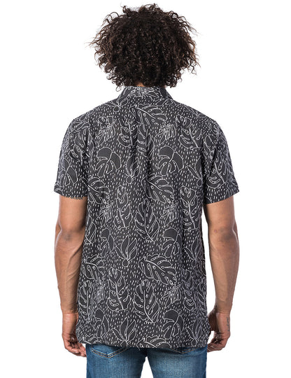 Rip Curl SWC Motif Linen Short Sleeve Shirt in Black