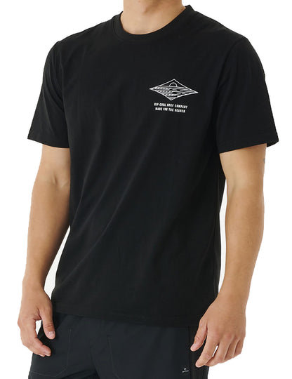 Rip Curl Vaporcool Line Up Short Sleeve T-Shirt in Black