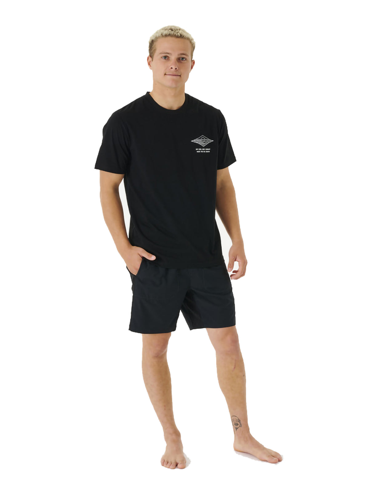 Rip Curl Vaporcool Line Up Short Sleeve T-Shirt in Black