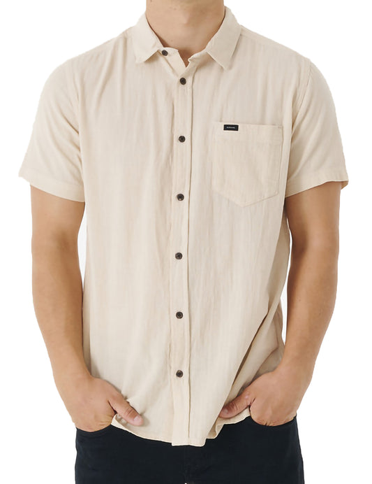 Rip Curl Washed Short Sleeve Shirt in Bone