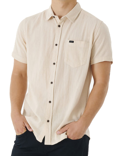 Rip Curl Washed Short Sleeve Shirt in Bone