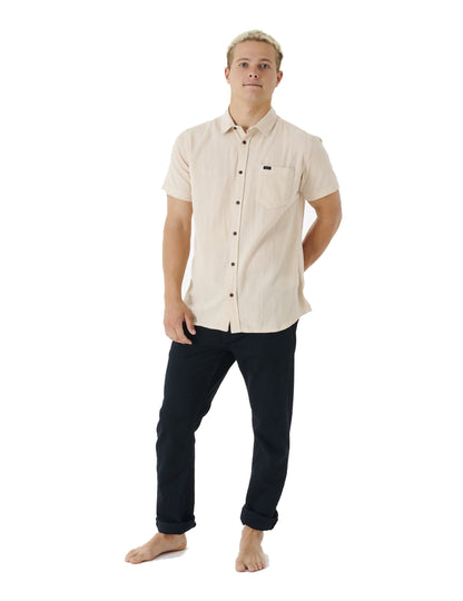 Rip Curl Washed Short Sleeve Shirt in Bone