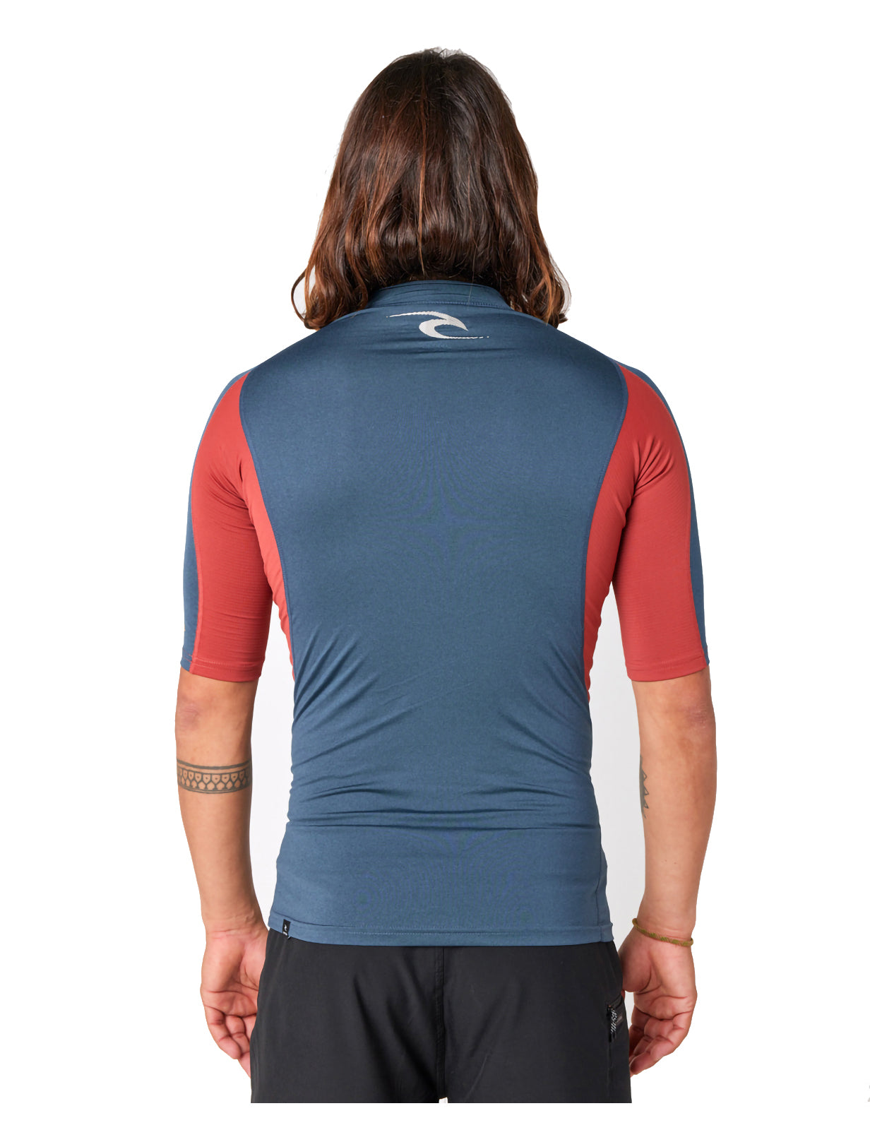 Rip Curl Waves Short Sleeve Rash Vest in Navy Marle