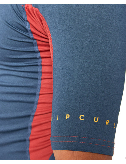 Rip Curl Waves Short Sleeve Rash Vest in Navy Marle