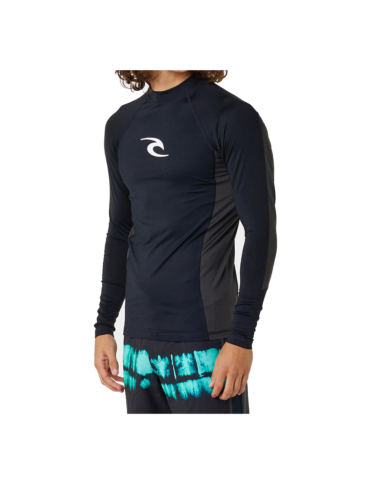 Rip Curl Waves UPF Performance Long Sleeve Rash Vest in Black