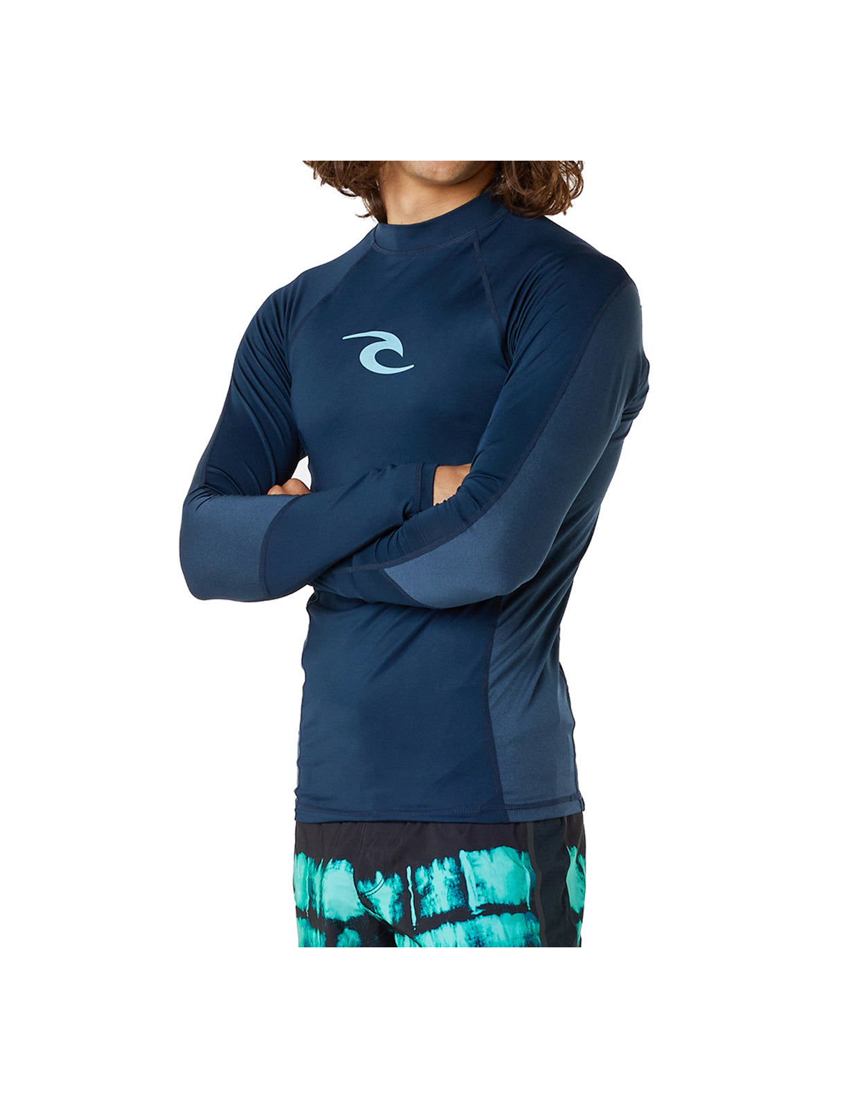 Rip Curl Waves UPF Performance Long Sleeve Rash Vest in Dark Navy