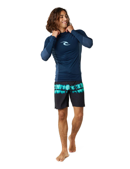 Rip Curl Waves UPF Performance Long Sleeve Rash Vest in Dark Navy