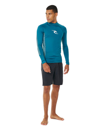 Rip Curl Waves UPF Performance Long Sleeve Rash Vest in Deep Ocean