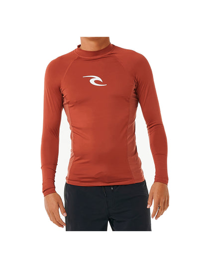 Rip Curl Waves UPF Performance Long Sleeve Rash Vest in Red