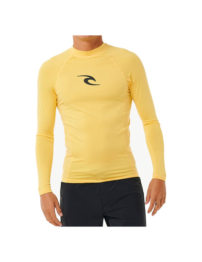 Rip Curl Waves UPF Performance Long Sleeve Rash Vest in Yellow