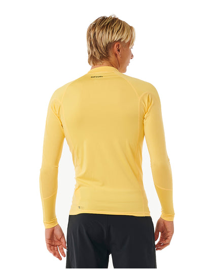 Rip Curl Waves UPF Performance Long Sleeve Rash Vest in Yellow