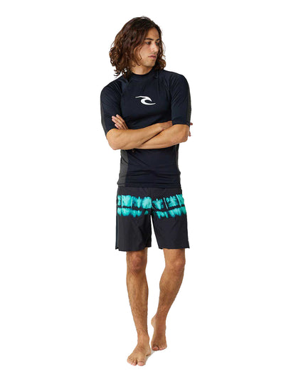 Rip Curl Waves UPF Performance Short Sleeve Rash Vest in Black