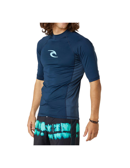 Rip Curl Waves UPF Performance Short Sleeve Rash Vest in Dark Navy