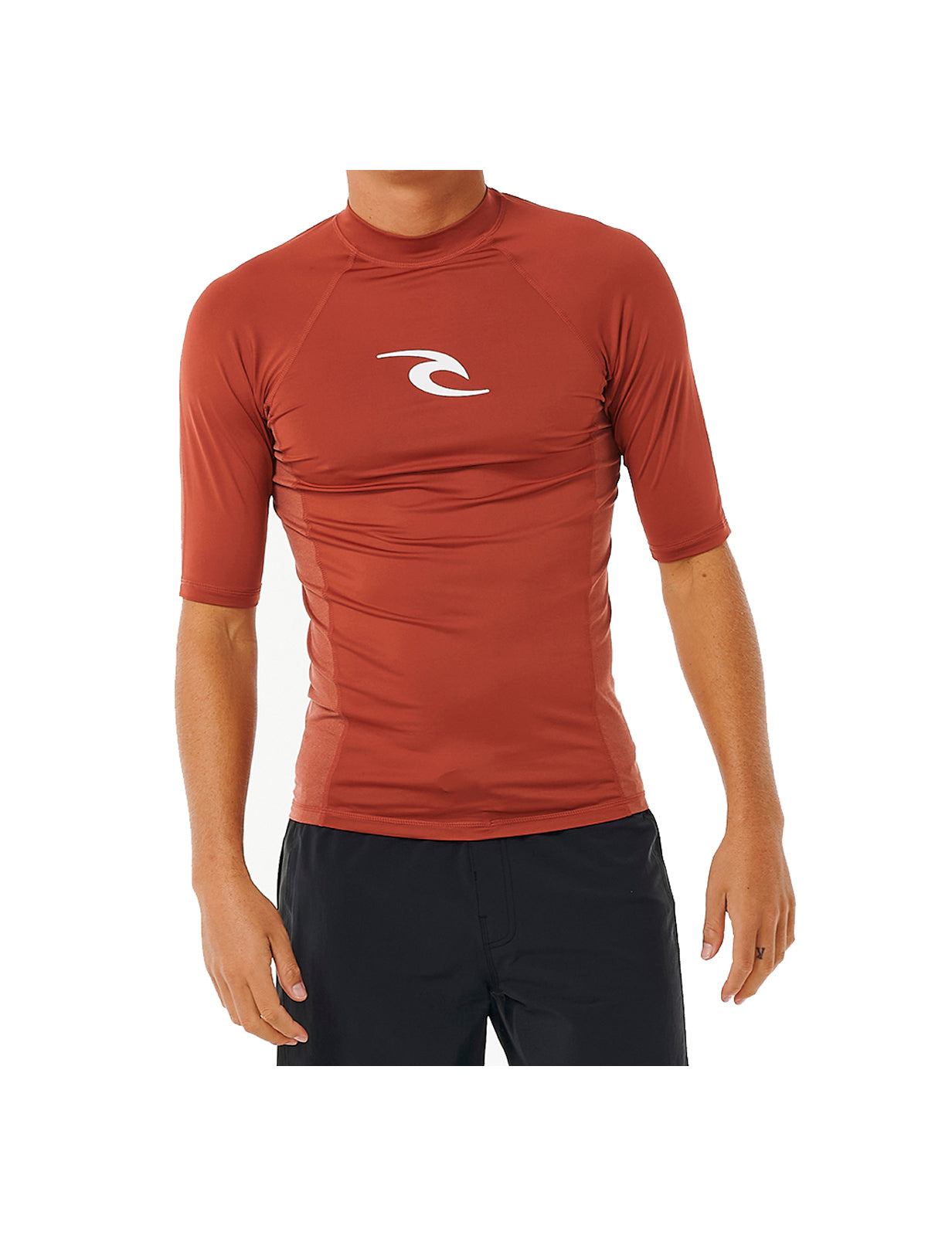 Rip Curl Waves UPF Performance Short Sleeve Rash Vest in Red - Rash ...