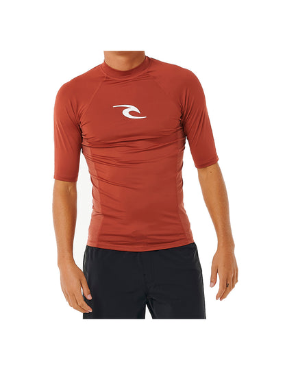 Rip Curl Waves UPF Performance Short Sleeve Rash Vest in Red