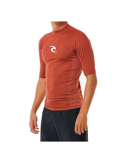 Rip Curl Waves UPF Performance Short Sleeve Rash Vest in Red